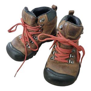 KEEN Kids PYRENEES Brown Leather Hiking Boots Youth Boys Girls Size 11